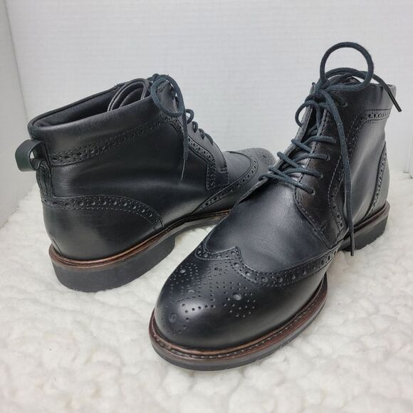 ECCO Findlay Low Cut Lace Up Men\'s Boots Sizs 6 US Black Leather Wingtips Shoes main image 5